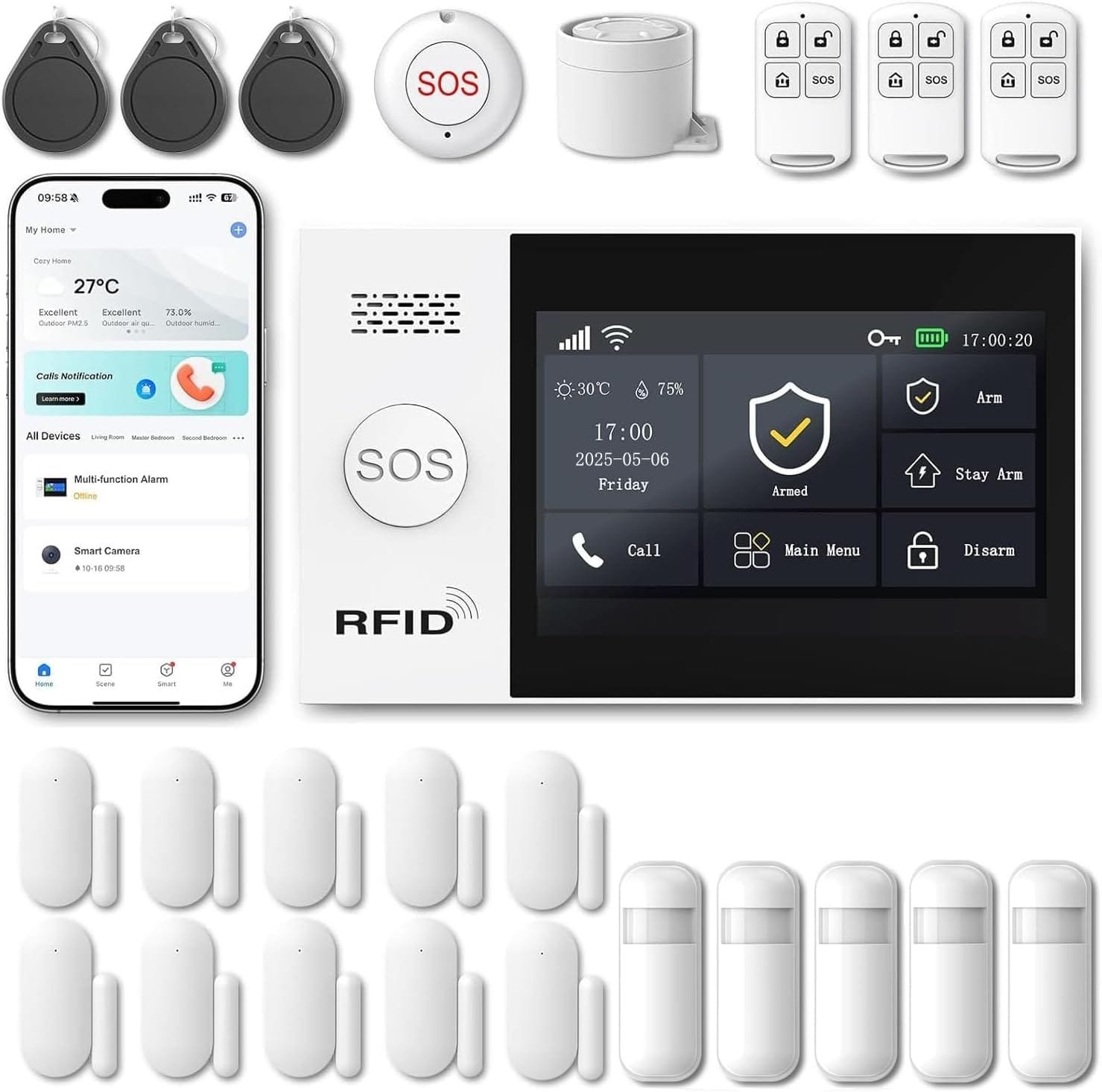 WiFi Wireless Alarm System for Home Security - 24/7 Protection Smart Home Devices 4.3" Touch Screen, GSM/4G+WiFi, App Instant Alerts, No Monthly Fee, Alexa Compatible for Villa, Kids Safety (24 pcs) 38 715r2vrwGKL. AC SL1500